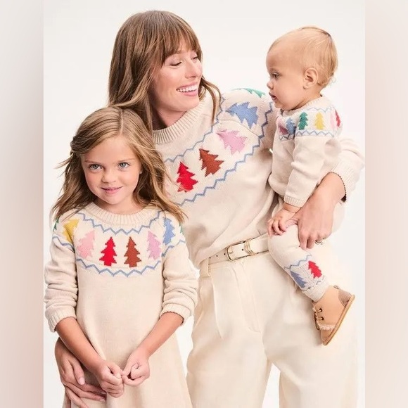 Hanna Andersson Cream Sweater with Multicolor Tree Pattern - Picture 3 of 7